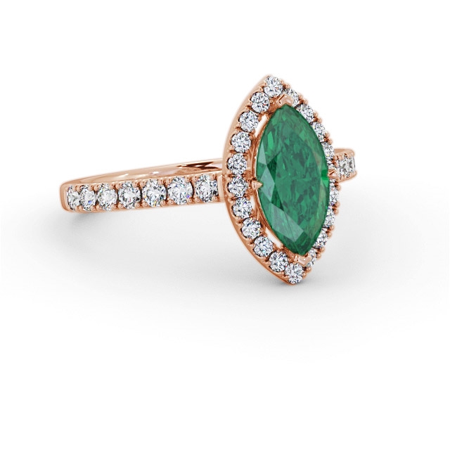Halo Emerald and Diamond 0.90ct Ring 18K Rose Gold - Elaris GEM81_RG_EM_FLAT