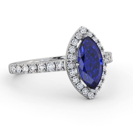 Halo Blue Sapphire and Diamond 1.05ct Ring 18K White Gold GEM81_WG_BS_THUMB2 