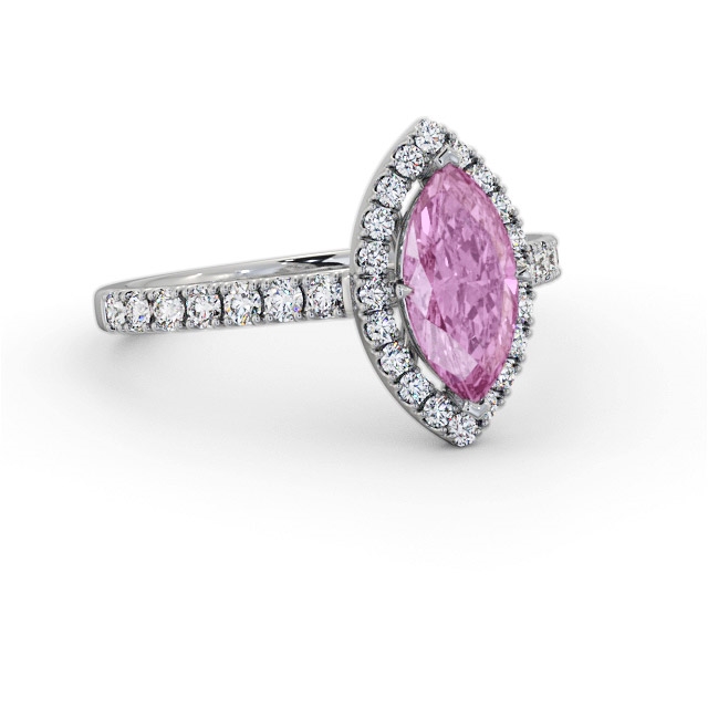 Halo Pink Sapphire and Diamond 1.05ct Ring 18K White Gold - Elaris GEM81_WG_PS_FLAT