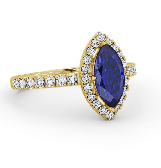 Halo Blue Sapphire and Diamond 1.05ct Ring 9K Yellow Gold GEM81_YG_BS_THUMB2 