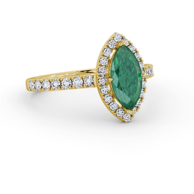 Halo Emerald and Diamond 0.90ct Ring 9K Yellow Gold - Elaris GEM81_YG_EM_FLAT