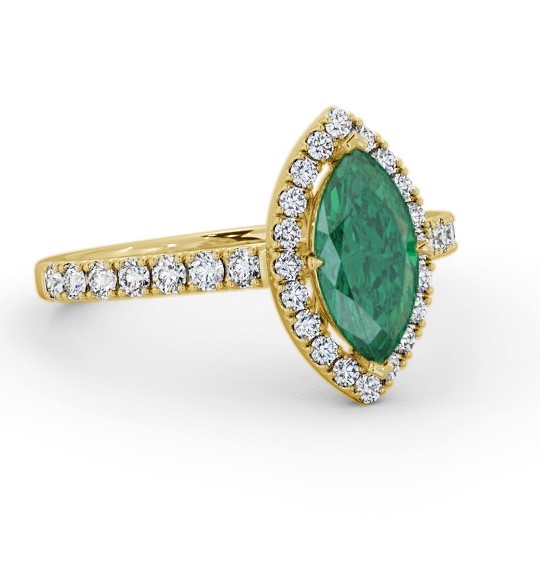 Halo Emerald and Diamond 0.90ct Ring 18K Yellow Gold GEM81_YG_EM_THUMB1