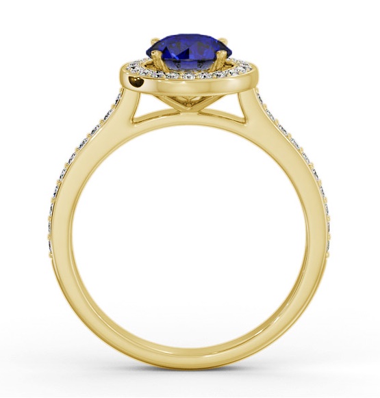 Halo Blue Sapphire and Diamond 1.65ct Ring 9K Yellow Gold GEM82_YG_BS_THUMB1 