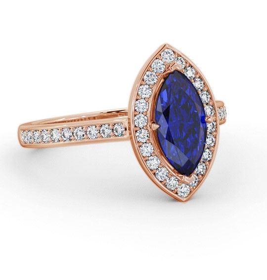 Halo Blue Sapphire and Diamond 1.50ct Ring 9K Rose Gold GEM83_RG_BS_THUMB1