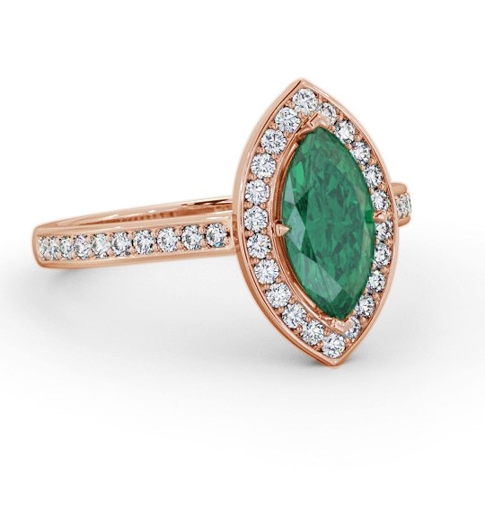 Halo Emerald and Diamond 1.35ct Ring 18K Rose Gold GEM83_RG_EM_THUMB1