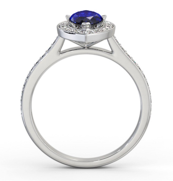Halo Blue Sapphire and Diamond 1.50ct Ring 18K White Gold GEM83_WG_BS_THUMB1 