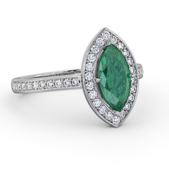 Halo Emerald and Diamond 1.35ct Ring 18K White Gold GEM83_WG_EM_THUMB1