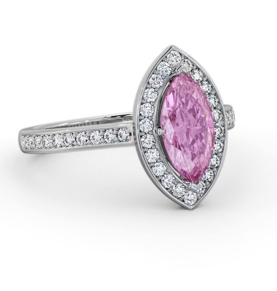 Halo Pink Sapphire and Diamond 1.50ct Ring Palladium GEM83_WG_PS_THUMB1