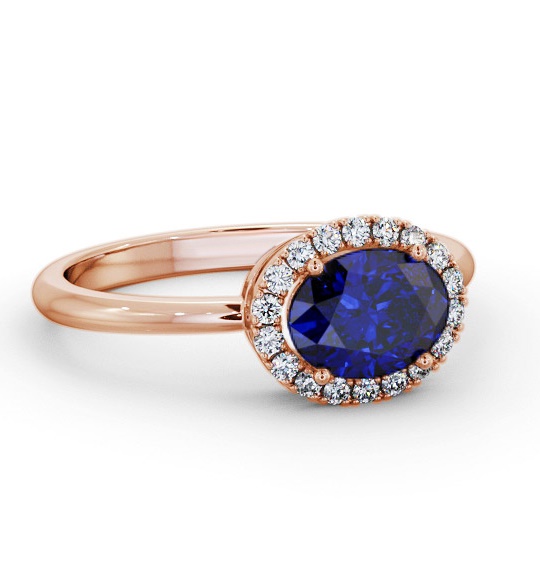 Halo Blue Sapphire and Diamond 1.15ct Ring 18K Rose Gold GEM84_RG_BS_THUMB1