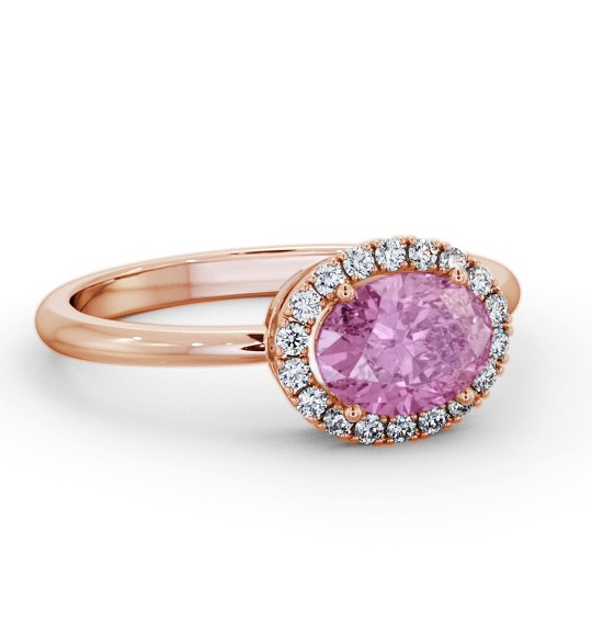 Halo Pink Sapphire and Diamond 1.15ct Ring 18K Rose Gold GEM84_RG_PS_THUMB1