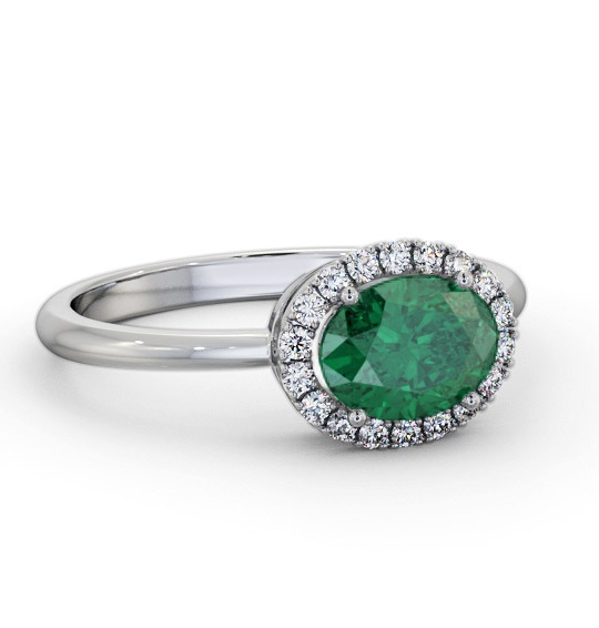 Halo Emerald and Diamond 1.00ct Ring 18K White Gold GEM84_WG_EM_THUMB1
