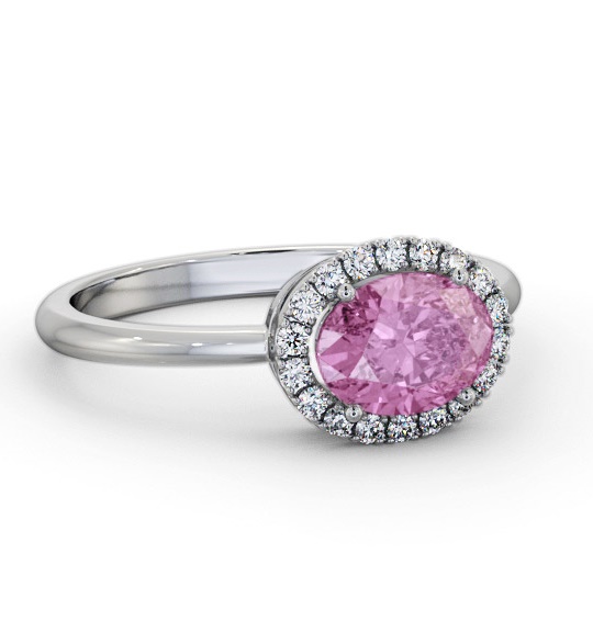 Halo Pink Sapphire and Diamond 1.15ct Ring 18K White Gold GEM84_WG_PS_THUMB1