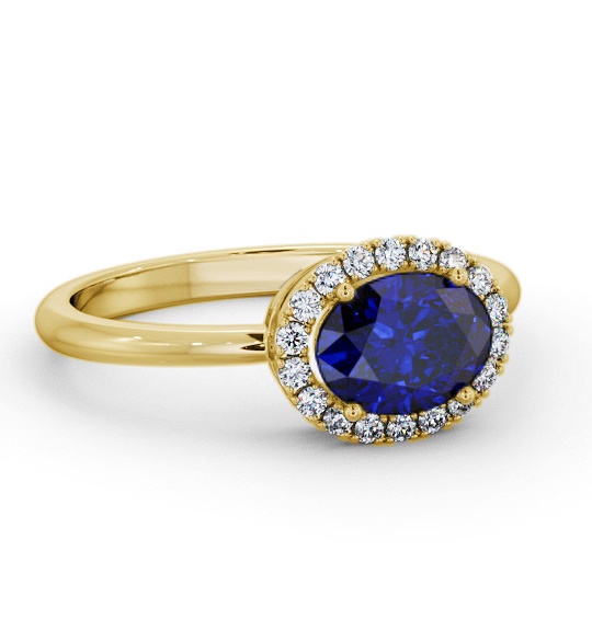 Halo Blue Sapphire and Diamond 1.15ct Ring 9K Yellow Gold GEM84_YG_BS_THUMB1