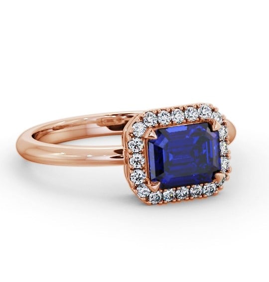 Halo Blue Sapphire and Diamond 1.30ct Ring 18K Rose Gold GEM85_RG_BS_THUMB2 