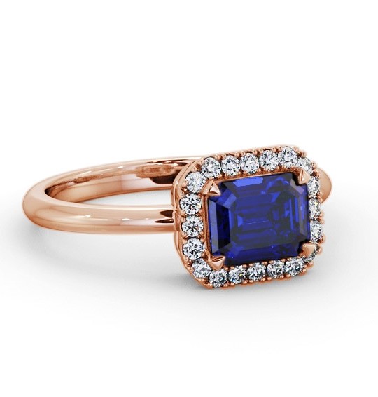 Halo Blue Sapphire and Diamond 1.30ct Ring 9K Rose Gold GEM85_RG_BS_THUMB1