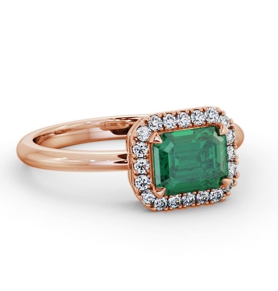 Halo Emerald and Diamond 1.05ct Ring 18K Rose Gold GEM85_RG_EM_THUMB1