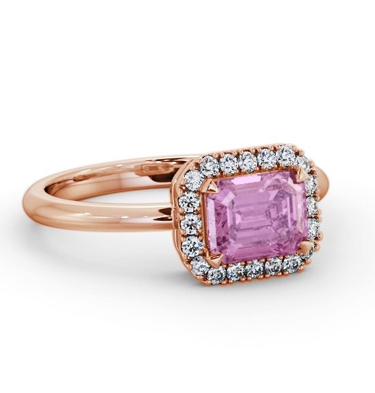 Halo Pink Sapphire and Diamond 1.30ct Ring 9K Rose Gold GEM85_RG_PS_THUMB1