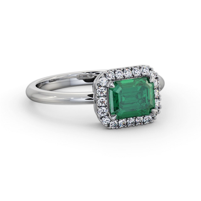 Halo Emerald and Diamond 1.05ct Ring Platinum - Kodie GEM85_WG_EM_FLAT