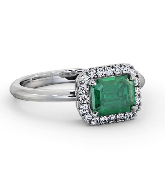 Halo Emerald and Diamond 1.05ct Ring 9K White Gold GEM85_WG_EM_THUMB1
