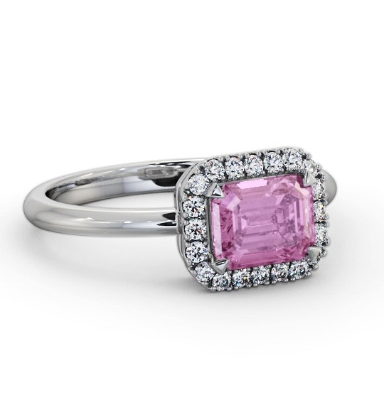 Halo Pink Sapphire and Diamond 1.30ct Ring 18K White Gold GEM85_WG_PS_THUMB2 