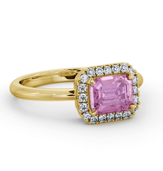 Halo Pink Sapphire and Diamond 1.30ct Ring 18K Yellow Gold GEM85_YG_PS_THUMB2 