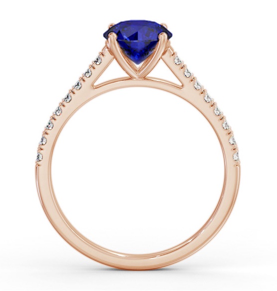 Solitaire Blue Sapphire and Diamond 9K Rose Gold Ring with Channel GEM86_RG_BS_THUMB1 