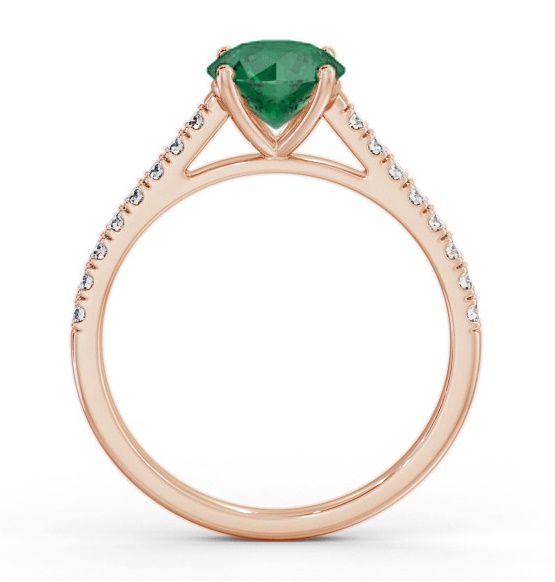 Solitaire Emerald and Diamond 9K Rose Gold Ring with Channel GEM86_RG_EM_THUMB1 