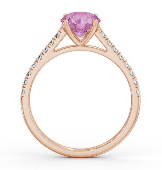 Solitaire Pink Sapphire and Diamond 9K Rose Gold Ring with Channel GEM86_RG_PS_THUMB1 