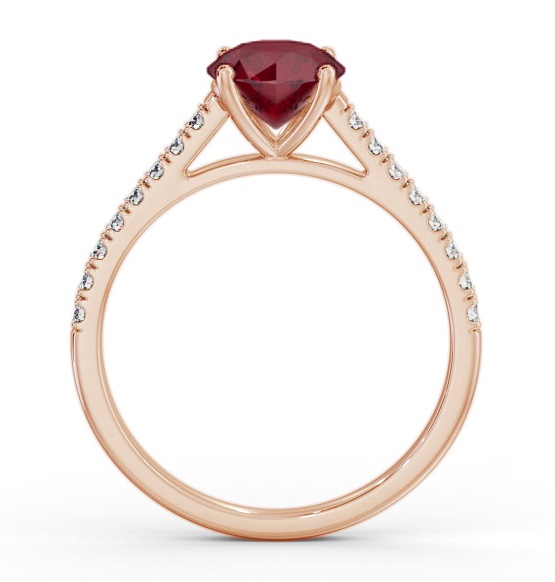Solitaire Ruby and Diamond 18K Rose Gold Ring with Channel GEM86_RG_RU_THUMB1 