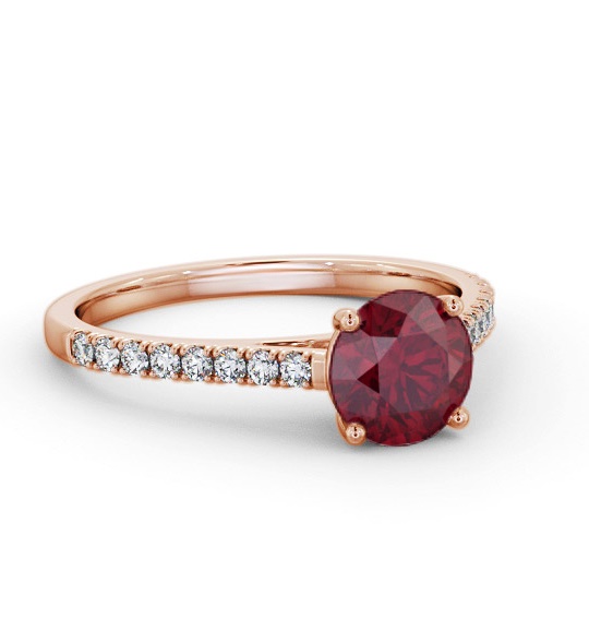 Solitaire Ruby and Diamond 9K Rose Gold Ring with Channel GEM86_RG_RU_THUMB1