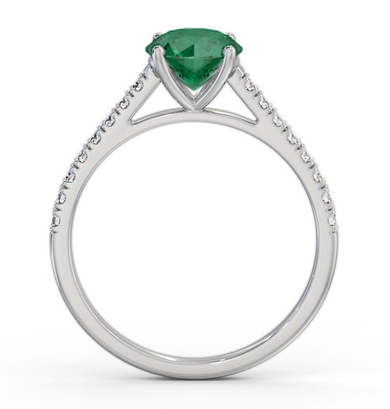 Solitaire Emerald and Diamond Platinum Ring with Channel GEM86_WG_EM_THUMB1 