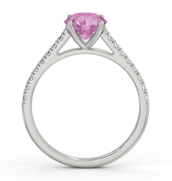 Solitaire Pink Sapphire and Diamond 18K White Gold Ring with Channel GEM86_WG_PS_THUMB1 