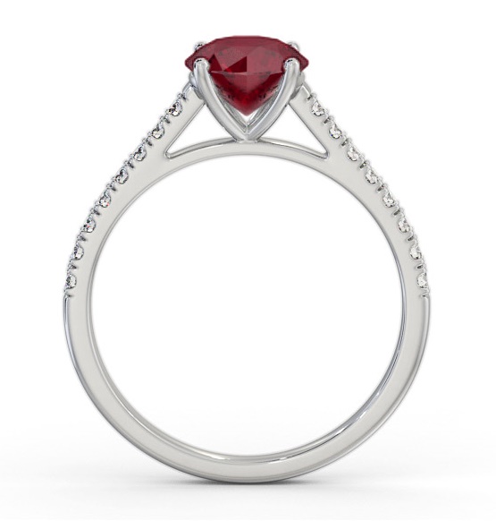 Solitaire Ruby and Diamond 18K White Gold Ring with Channel Set Side Stones GEM86_WG_RU_THUMB1 