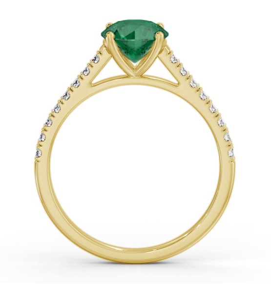 Solitaire Emerald and Diamond 9K Yellow Gold Ring with Channel GEM86_YG_EM_THUMB1 