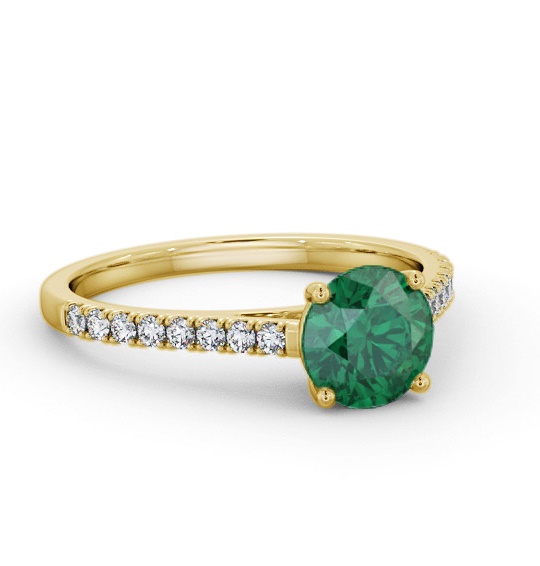 Solitaire Emerald and Diamond 9K Yellow Gold Ring with Channel GEM86_YG_EM_THUMB1