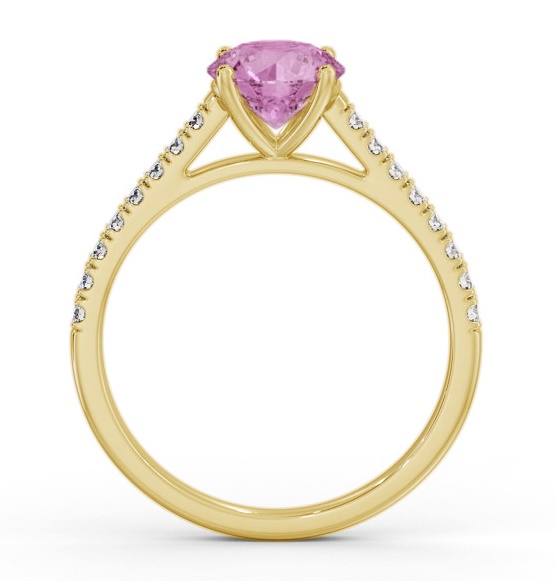 Solitaire Pink Sapphire and Diamond 9K Yellow Gold Ring with Channel GEM86_YG_PS_THUMB1 