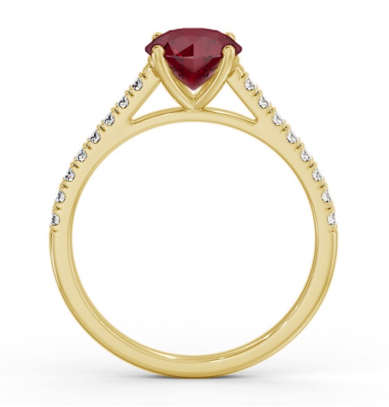 Solitaire Ruby and Diamond 9K Yellow Gold Ring with Channel GEM86_YG_RU_THUMB1 