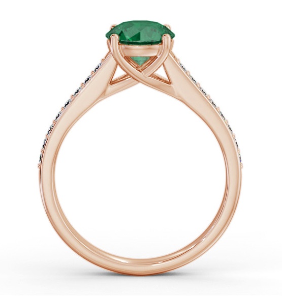 Solitaire Emerald and Diamond 9K Rose Gold Ring with Channel GEM87_RG_EM_THUMB1 