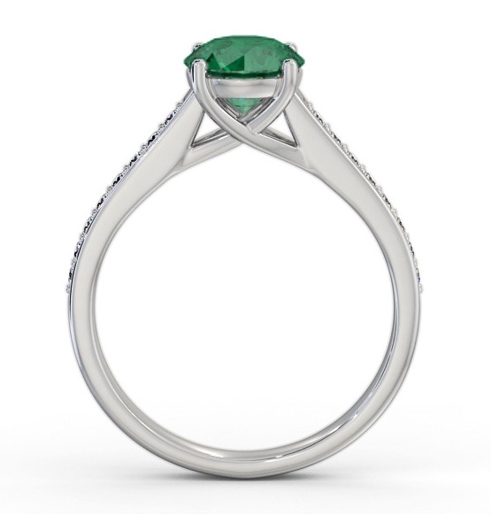 Solitaire Emerald and Diamond 18K White Gold Ring with Channel GEM87_WG_EM_THUMB1 
