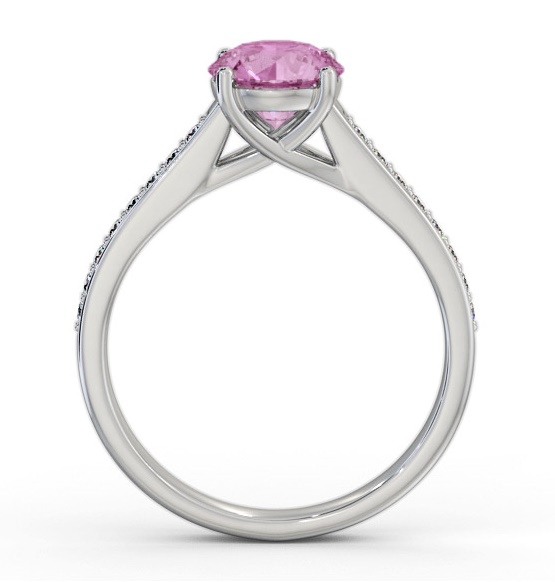 Solitaire Pink Sapphire and Diamond 18K White Gold Ring with Channel GEM87_WG_PS_THUMB1 