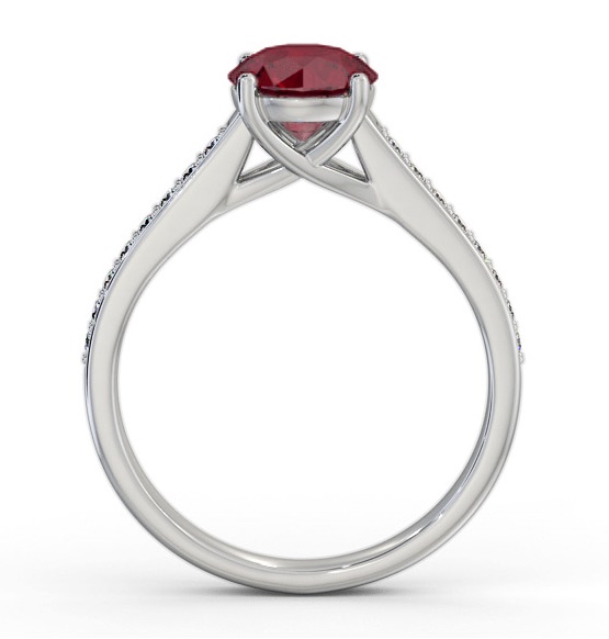 Solitaire Ruby and Diamond 18K White Gold Ring with Channel GEM87_WG_RU_THUMB1 