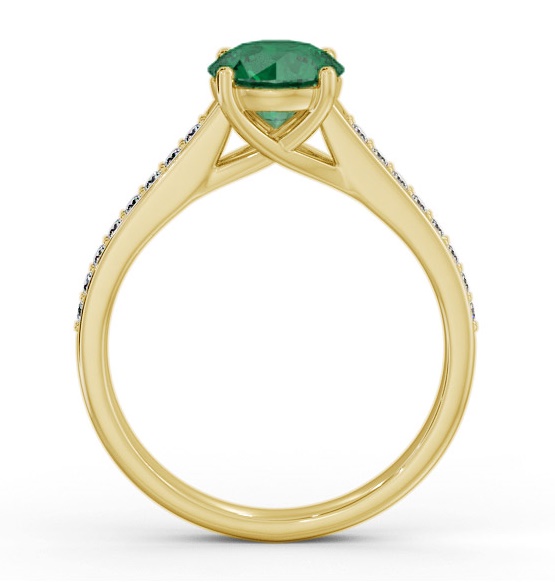 Solitaire Emerald and Diamond 18K Yellow Gold Ring with Channel GEM87_YG_EM_THUMB1 