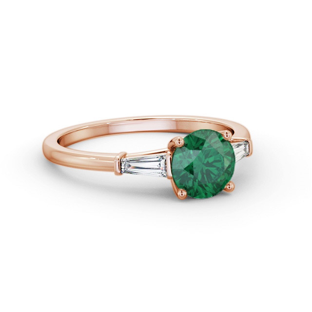 Shoulder Stone Emerald and Diamond 1.55ct Ring 9K Rose Gold - Chiara GEM88_RG_EM_FLAT