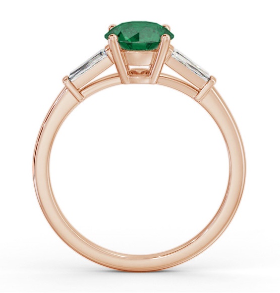 Shoulder Stone Emerald and Diamond 1.55ct Ring 9K Rose Gold GEM88_RG_EM_THUMB1 
