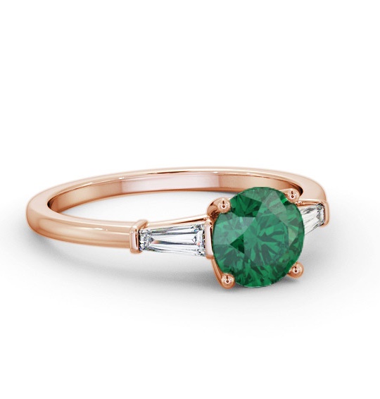 Shoulder Stone Emerald and Diamond 1.55ct Ring 18K Rose Gold GEM88_RG_EM_THUMB1