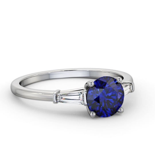 Shoulder Stone Blue Sapphire and Diamond 1.70ct Ring Platinum GEM88_WG_BS_THUMB2 