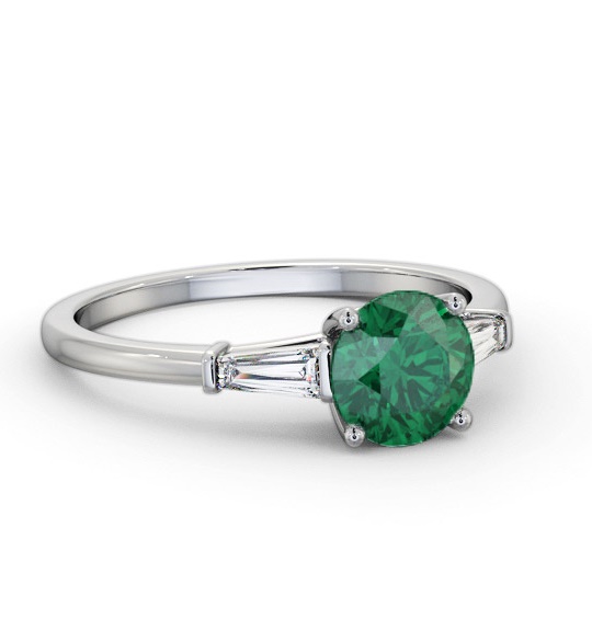 Shoulder Stone Emerald and Diamond 1.55ct Ring 9K White Gold GEM88_WG_EM_THUMB1