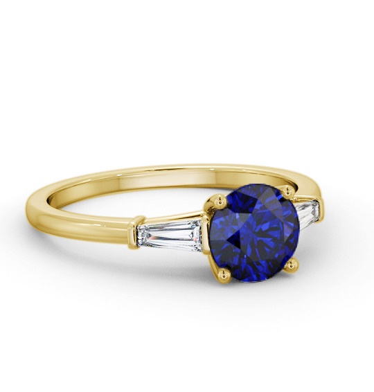 Shoulder Stone Blue Sapphire and Diamond 1.70ct Ring 18K Yellow Gold GEM88_YG_BS_THUMB2 