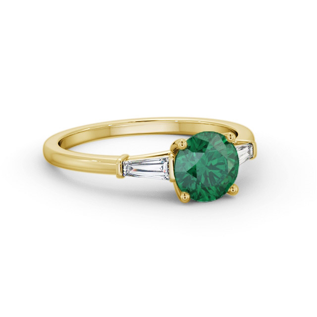Shoulder Stone Emerald and Diamond 1.55ct Ring 18K Yellow Gold - Chiara GEM88_YG_EM_FLAT