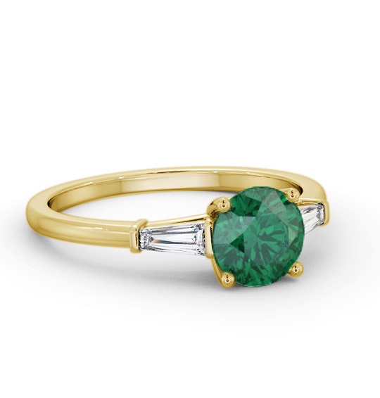 Shoulder Stone Emerald and Diamond 1.55ct Ring 9K Yellow Gold GEM88_YG_EM_THUMB1